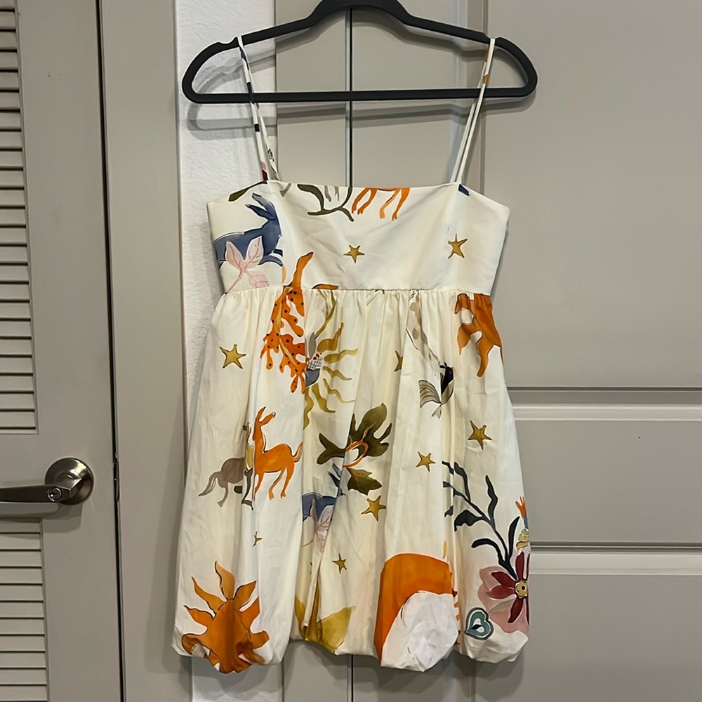 Zara VOLUMINOUS PRINTED DRESS MULTICOLORED Size Small